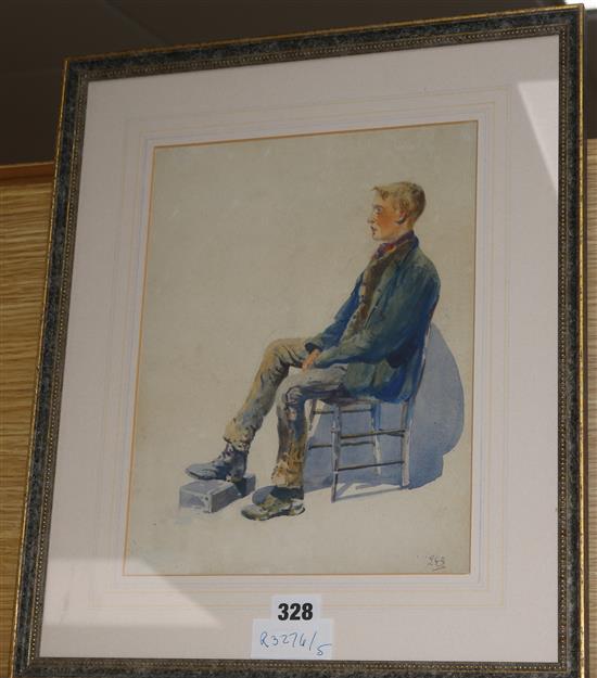 JGS A seated youth 28 x 22cm
